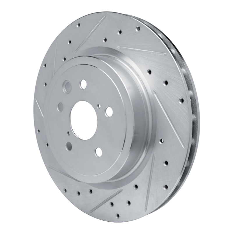 Lexus IS F Brake Rotor (1) - Rear Left - R1 Concepts - Drilled & Slotted - Silver - `08-`14